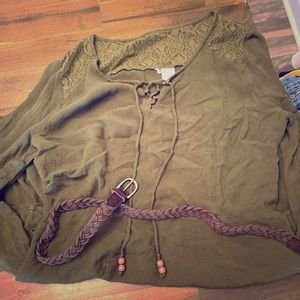 Olive green dress with full length sleeves